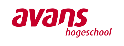 Avans Hogeschool logo in rode letters met een witte achtergrond