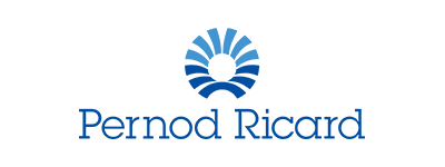 Logo Pernod Ricard in blauwe letters en symbool