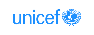 UNICEF logo in blauwe letters met met transparante achtergrond