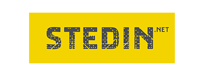 Stedin logo in grijze letters met een gele achtergrond